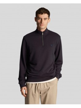 Lyle & Scott Tonal Eagle 1/4 Zip Sweatshirt In Navy Blue - ML2022 Z271