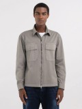 Replay Full Zipper Shirt In Twill - Grey Military - M4120 .000.84762G