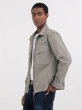 Replay Full Zipper Shirt In Twill - Grey Military - M4120 .000.84762G