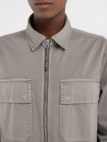 Replay Full Zipper Shirt In Twill - Grey Military - M4120 .000.84762G