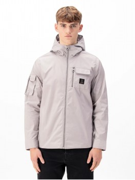 Luke 1977 Nepal Grey Zip Through Hooded Jacket In Putty - M750758